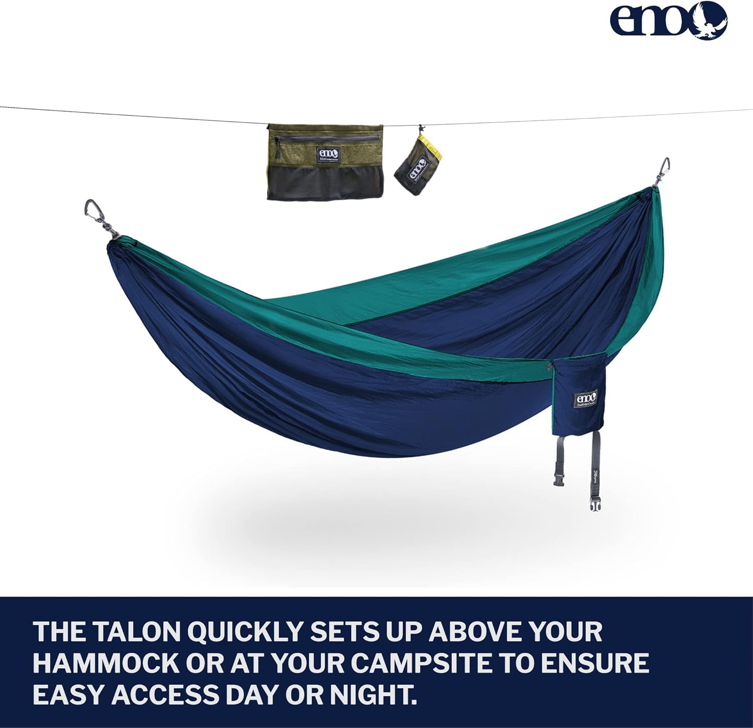 ENO Talon Hammock Organizer - Hanging Organizer for Camping & Backpacking Hammocks - Organizer Bag for Water Bottles, Travel Essentials, and Hiking Essentials
