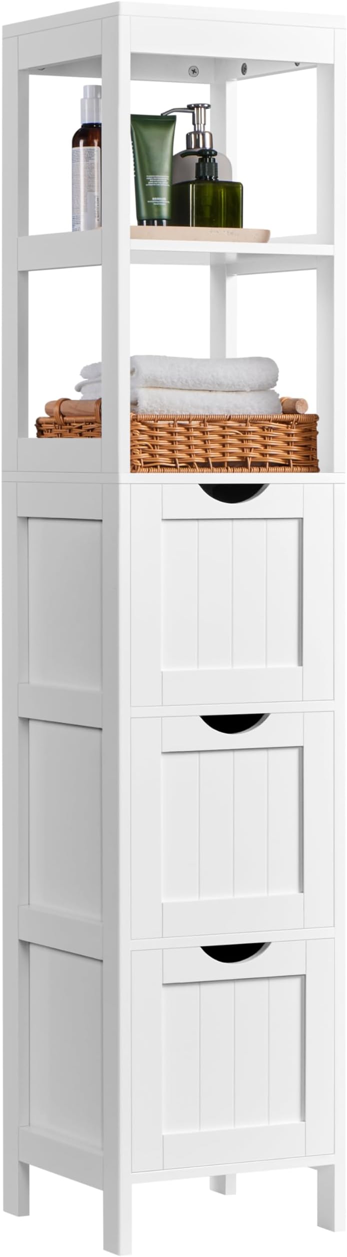 Mobiletto Bagno Yaheetech - 30x30x142 Cm | Con 3 Cassetti E 2 Ripiani | Salvaspazio E Moderno - Foto 14