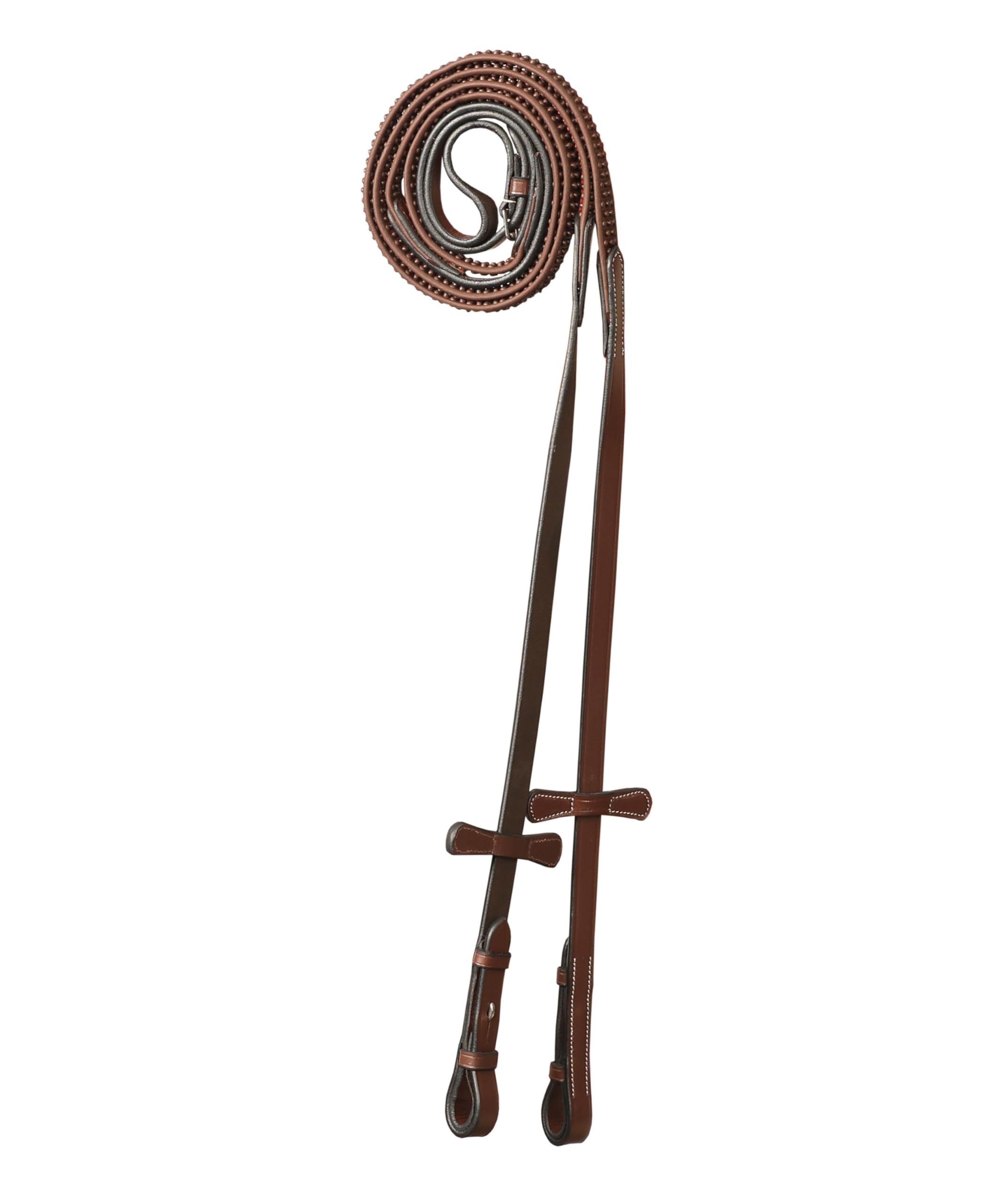 Exion Super Soft Bio Rubber Horse Reins – Non-Slip Grip & Vegetable Tanned Leather– (16 mm) 5/8” English Bridle Reins with Martingale Stoppers– Durable Stainless Steel Hardware for Dressage & Jumping