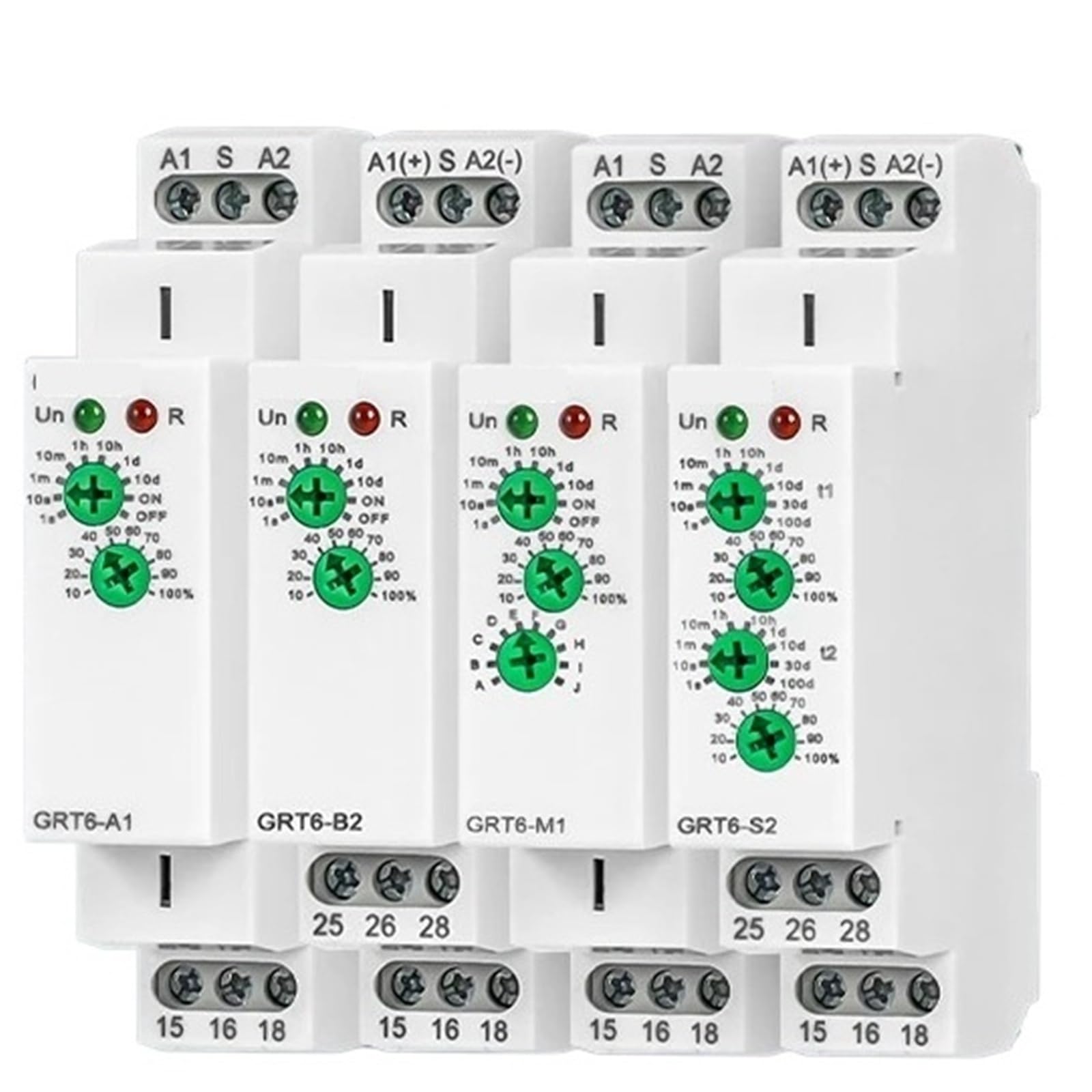 Relais temporisé multifonction GRT6-M 24-240V rail DIN 10A pour automatisme