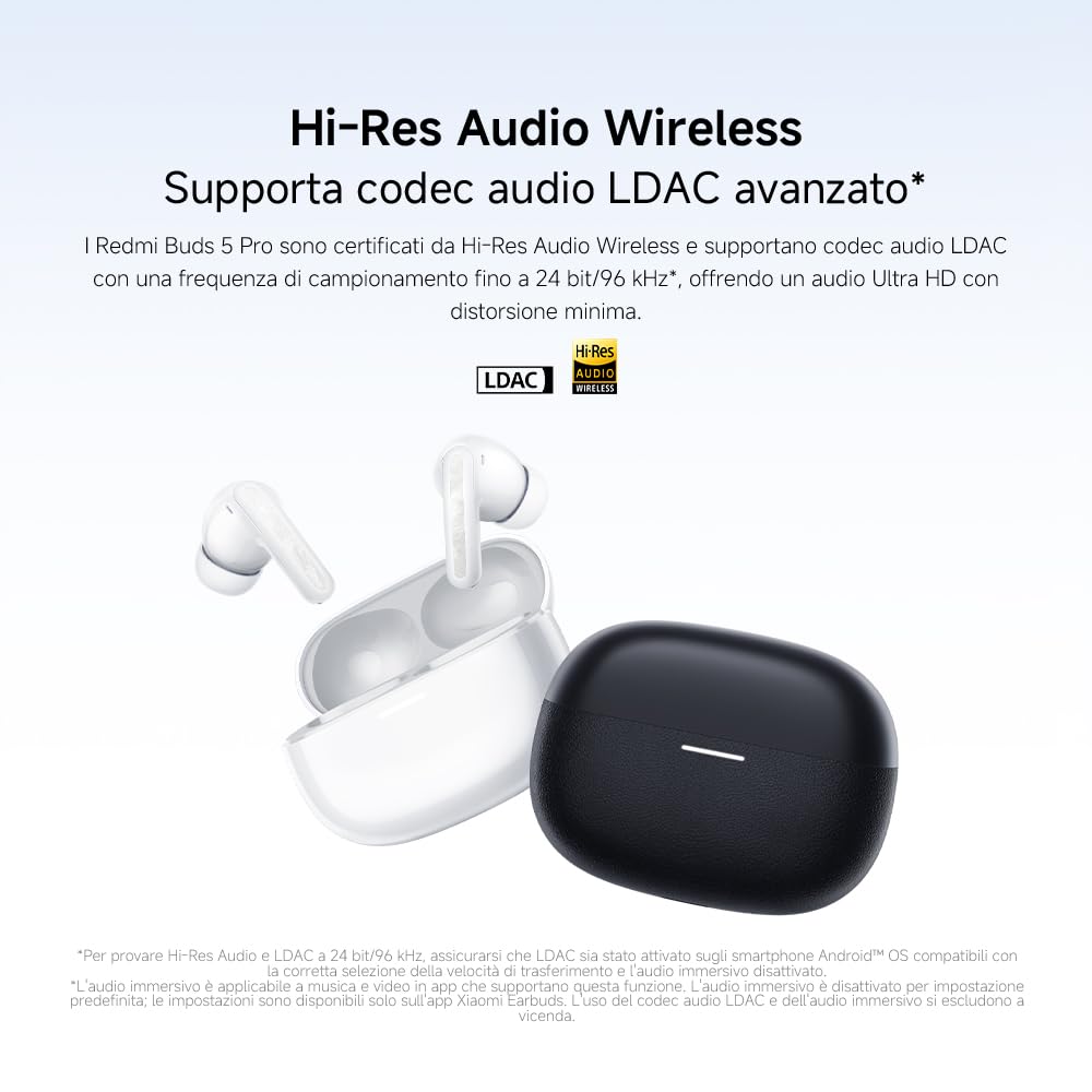 XIAOMI Redmi Buds 5 Pro, In-ear Auricolari Wireless,10h+38h Batteria, viola | Driver coassiali duali personalizzati, Hi-Res Audio e LDAC, ANC 55dB, IP54