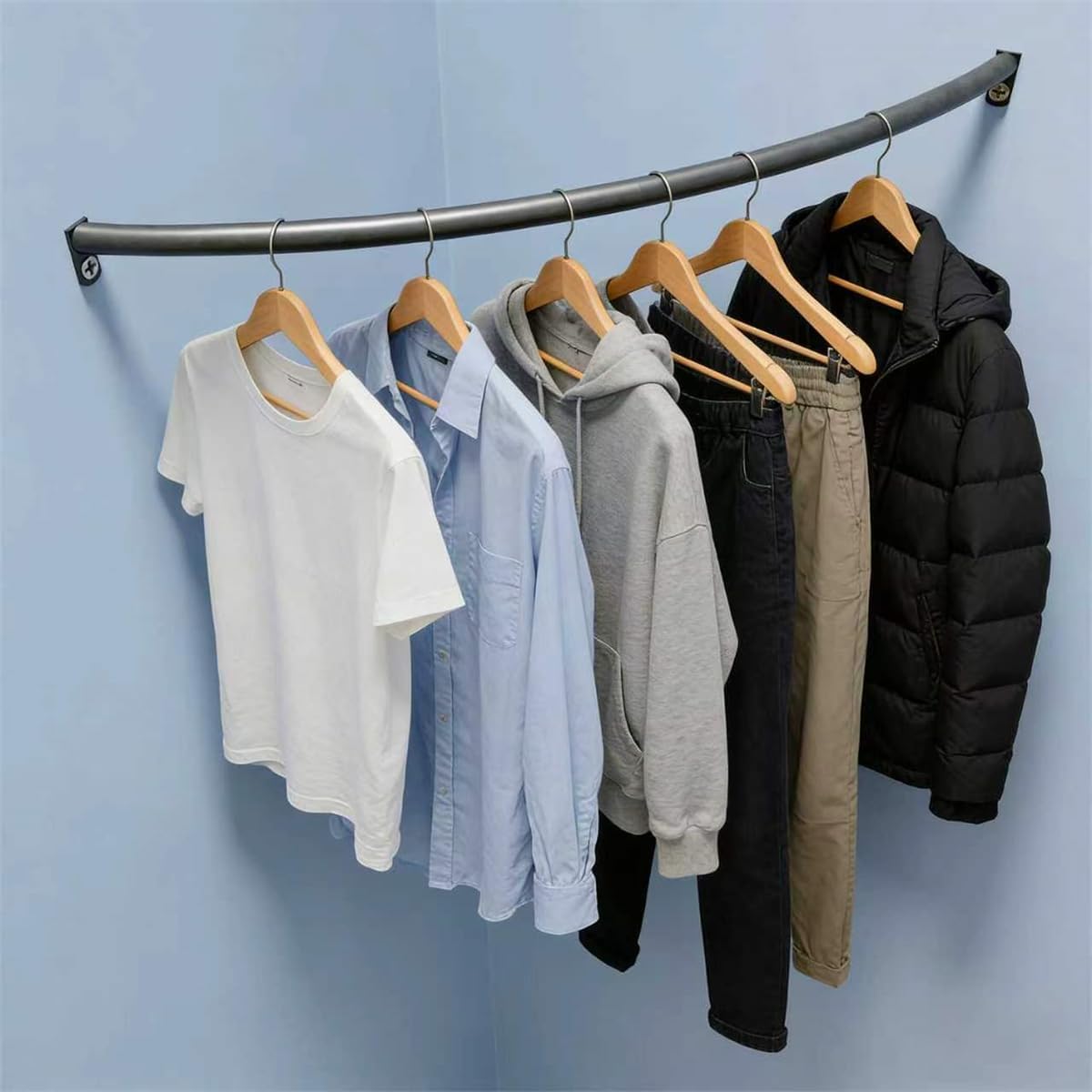 Wardrobe Assistant Corner Hanging Bar, Heavy Duty Industrial Pipe Garment Rack,Wall Mounted Corner Clothing Rack,Corner Hanging Bar,for Office Entryway Bedroom,Gold,40x40cm