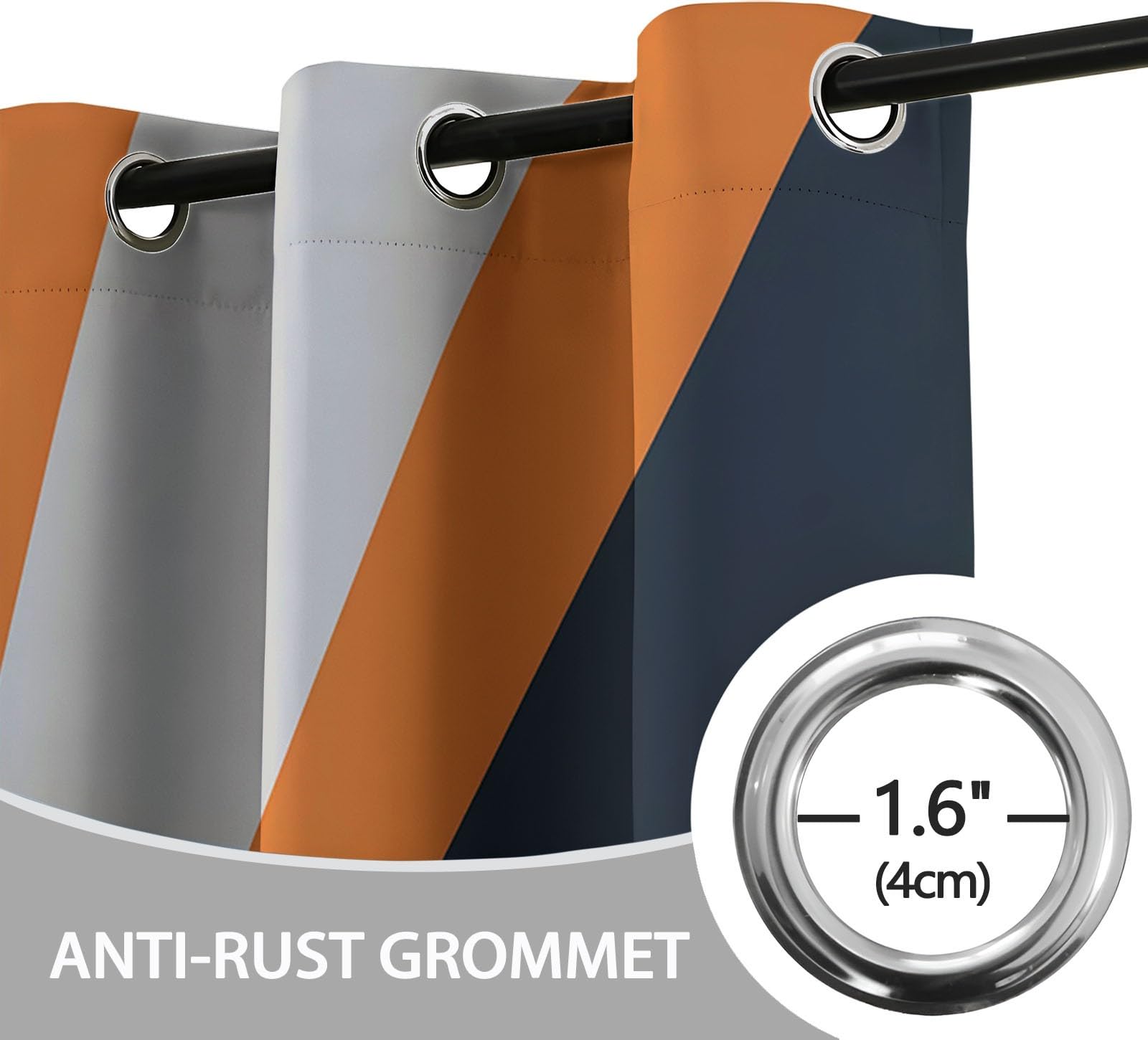 Isolant Anti-Froid et Chaleur, Rideaux Thermiques 91.5L X 160H cm (2 Panneaux), Rayons De Soleil Abstraits pour Chambre d'enfant, Gris Orange