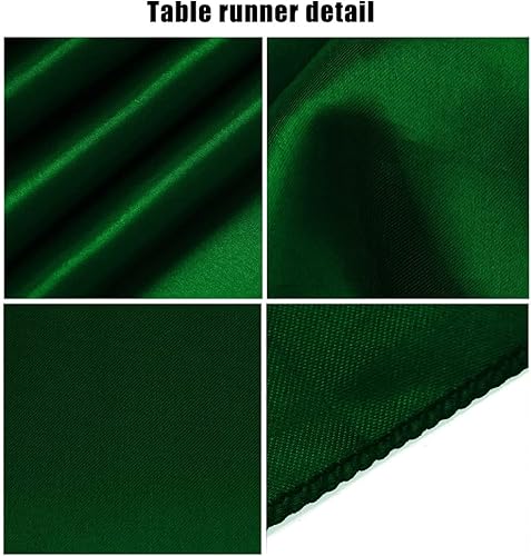 Miniatura 4 de Paquete de 10 caminos de mesa de satén verde bosque de 12 x 108 pulgadas de largo para bodas, fiestas de cumpleaños, banquetes, graduaciones,