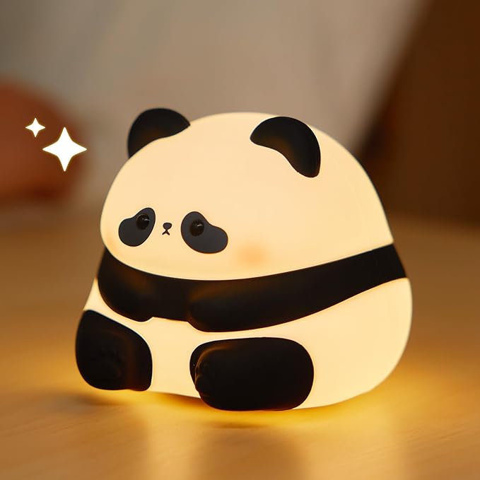 LIXIANSHI Cute Panda Night Light LED Silicone Squishy Animal Lamp for Kids – 3 Dimming Levels Ideal Nightlight for Nursery – for Boys and Girls – Fun Room Decor – Soft and Safe Breastfeeding Light
