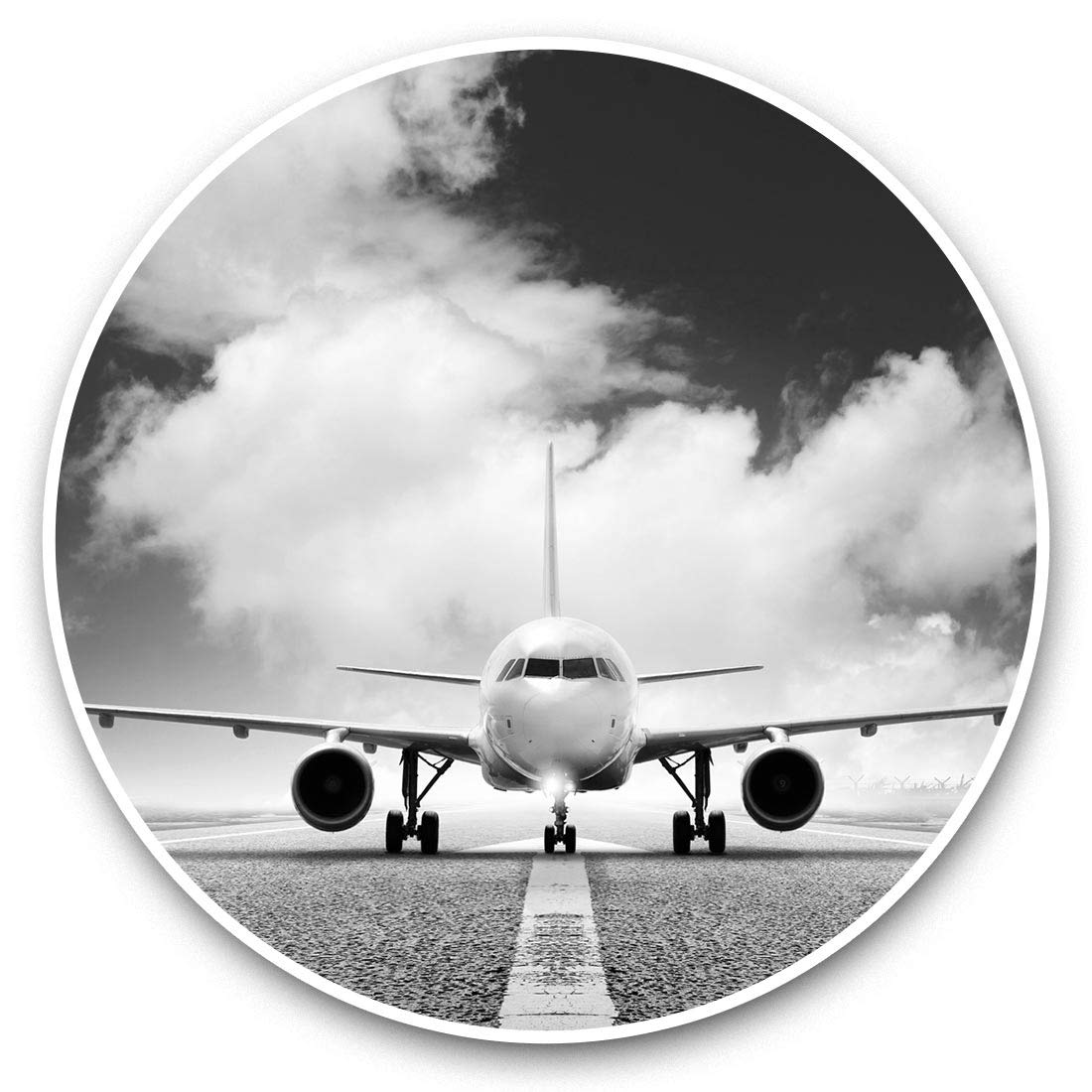 Destination Vinyl Ltd Bw Private Jet Airplane Plane Pilot 40908 Vinyl Stickers (Set Of 2) 20Cm (Bw) - Private Jet Airplane Plane Pilot Laptop Tablet Luggage Scrapbook #40908