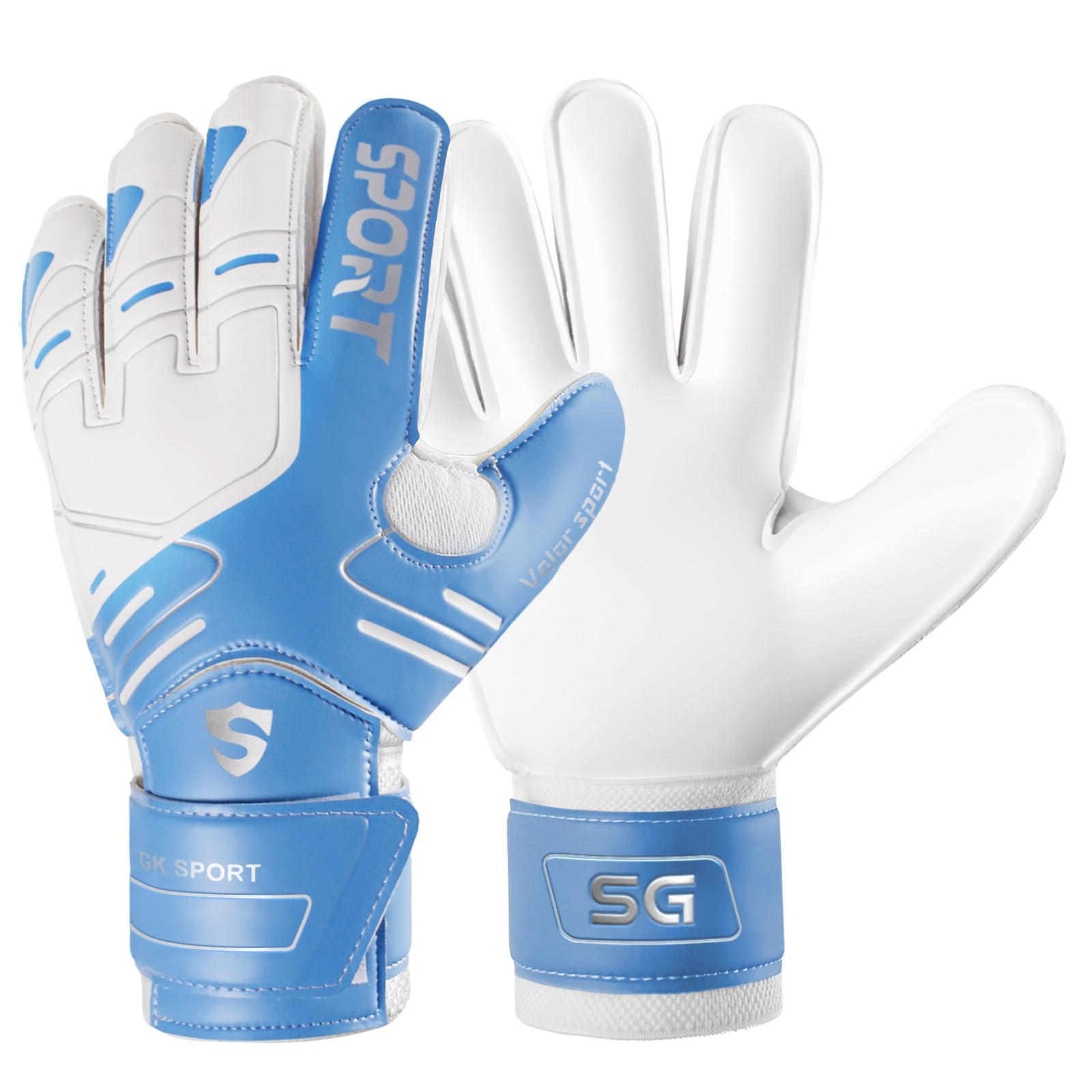 WVVOU Professional Goalkeeper Gloves Suitable for Adults Youth Kids, High Performance Football Goalie Gloves with Finger Protection and 4mm Latex Palm for Training and Matches (Blue, 7) — image 1