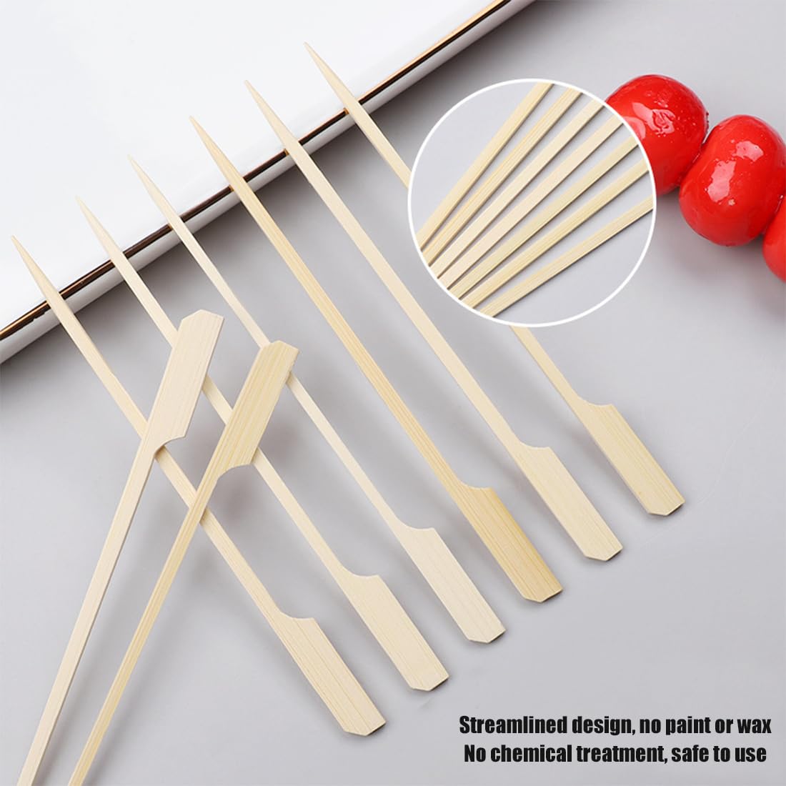 100 Stuzzicadenti Decorativi A Forma Di Rosa In Bambù – Lunghi 11,9 Cm, Per Aperitivi, Feste, Matrimoni E San Valentino (Rosso) - 3
