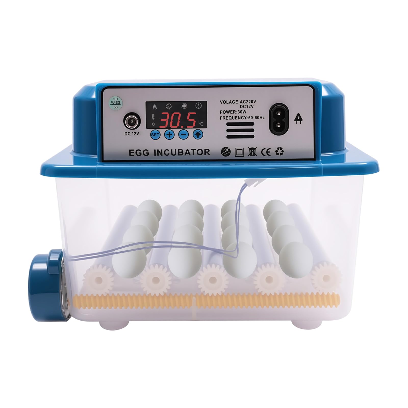 Macchina incubatrice completamente automatica per 16 uova, polli incubatori per cova uova, paletta per uova e controllo della temperatura, incubatrice 220 V