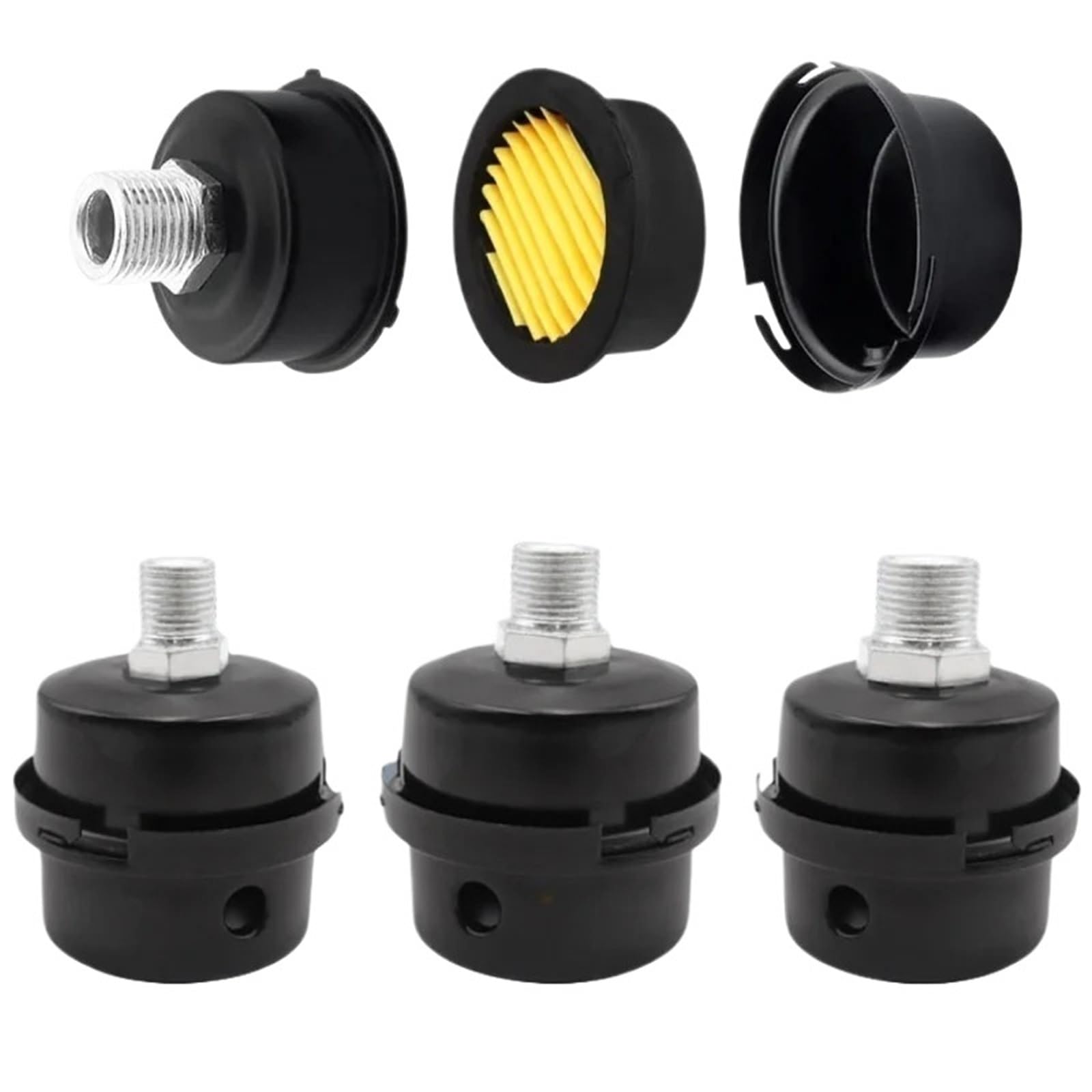 1 pz 1/2 ''5/8" 3/4"Filetto Filtro del Compressore D'aria senza Olio Filtri di Aspirazione del Compressore D'aria in Metallo Silenziatore del Rumore 12.5/16/20mm Silenziatore(20mm)