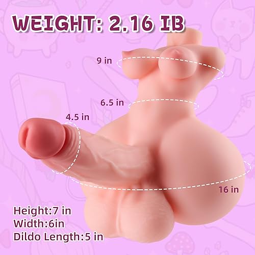 HSOUELA 2.16lbs Sex Doll Small Mini Trans Sex Toy Pocket Pussys, 2 in 1  Mens Masterburters Toys with Realistic Soft Dildo Torso, Male Toys Pussy  Doll
