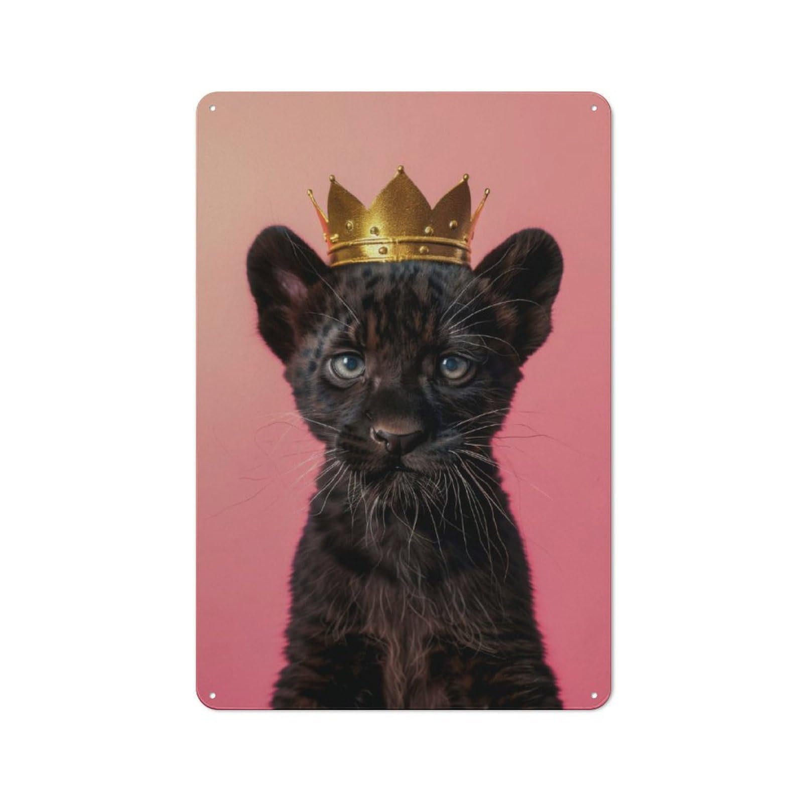 Junmoney Panther Pastel Crown Rustic Tin Sign 30X20cm For Garden Room Or Summerhouse, New-Space Wall Decor For Garden Room Decor Fans