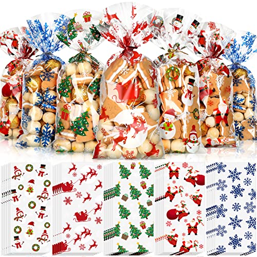 Sacs à friandises de Noël hermétiques en cellophane contre l'humidité des biscuits et bonbons