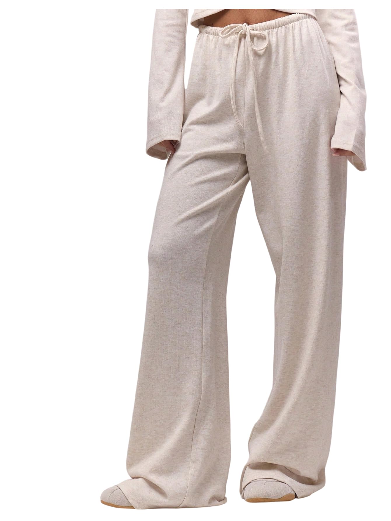 Women's Drawstring Elastic Waist Pants Wide Straight Leg Loose Trendy Palazzo Pants