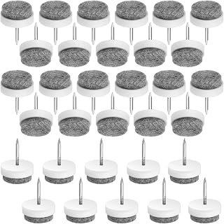 TOVOT 32PCS 3/4" Nail-on Felt Feet Felt Furniture Feet Chair Felt Pads Wood Floor Protectors Felt Furniture Pads (Gray and White)