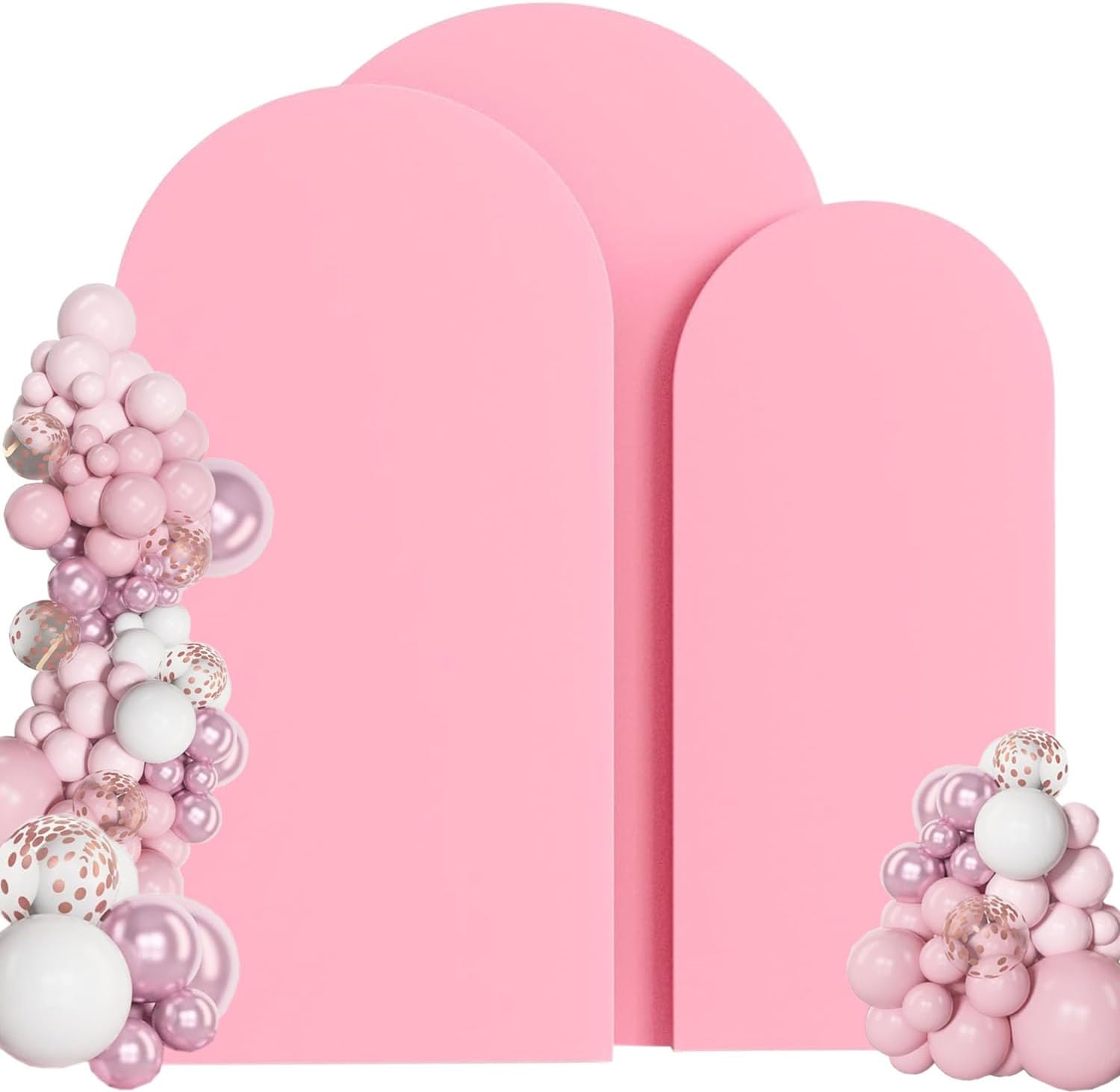 Wedding Arch Cover (7.2FT, 6.6FT, 6FT) Set of 3 Arch Backdrop Spandex Cover for Birthday Party Baby Shower Ceremony Banquet Decoration (Pink, 7.2FT,6.6FT,6FT)