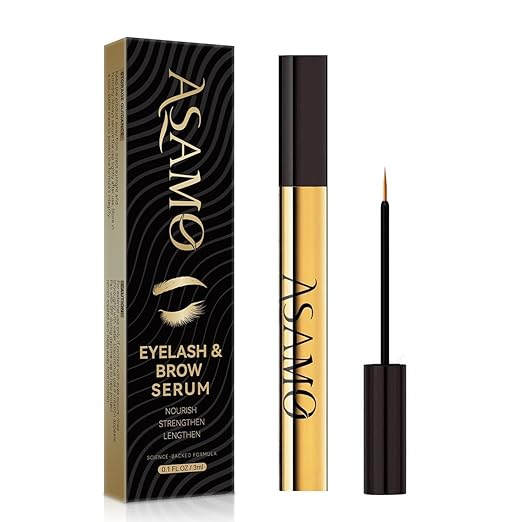 ASAMO Eyelash & Eyebrow Growth Serum - 2-in-1 Lash & Brow Enhancer for Longer, Thicker, Fuller Looking Lashes - Advanced Peptide Formula, Vegan & Cruelty-Free, Safe for Sensitive Eyes - 3ml
