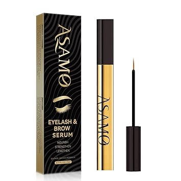 ASAMO Eyelash & Eyebrow Growth Serum - 2-in-1 Lash & Brow Enhancer for Longer, Thicker, Fuller Looking Lashes - Advanced Peptide Formula, Vegan & Cruelty-Free, Safe for Sensitive Eyes - 3ml