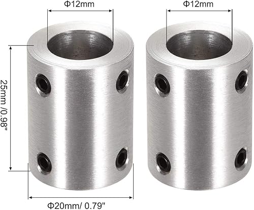 Miniatura 6 de uxcell 0.315 in a 0.472 in Bore Rígido Acoplamiento Conjunto Tornillo L25XD20 Aleación de Aluminio,Eje Acoplador Conector para Impresoras 3D,