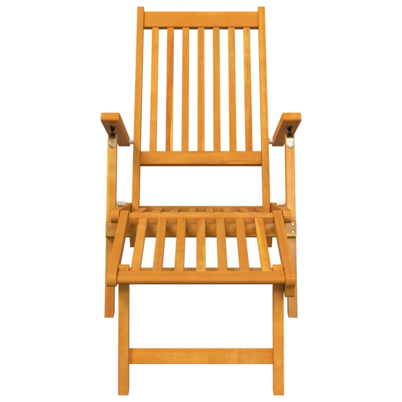 Homgoday Chaises Longues d'extérieur Repose-Pieds et Table Acacia Solide, Bain de Soleil de Jardin Dossier Réglable, Lit de Camping Transat de Relax pour Plage, Extérieur, Balcon, Terrasse