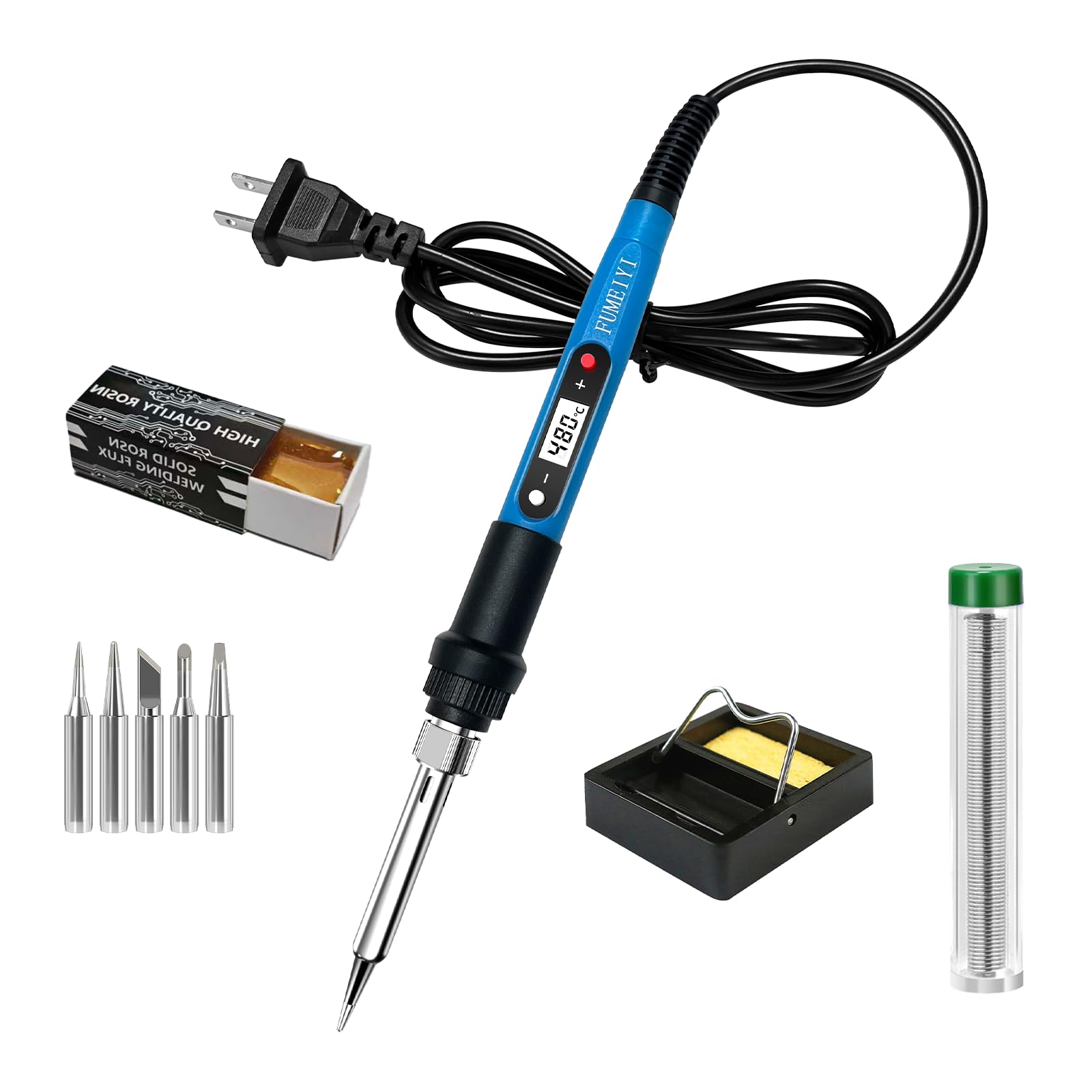 Soldering iron kit, 110V, 80W, fast heating within 10 seconds LCD digital adjustable temperature soldering iron gun, thermostatic soldering iron kit