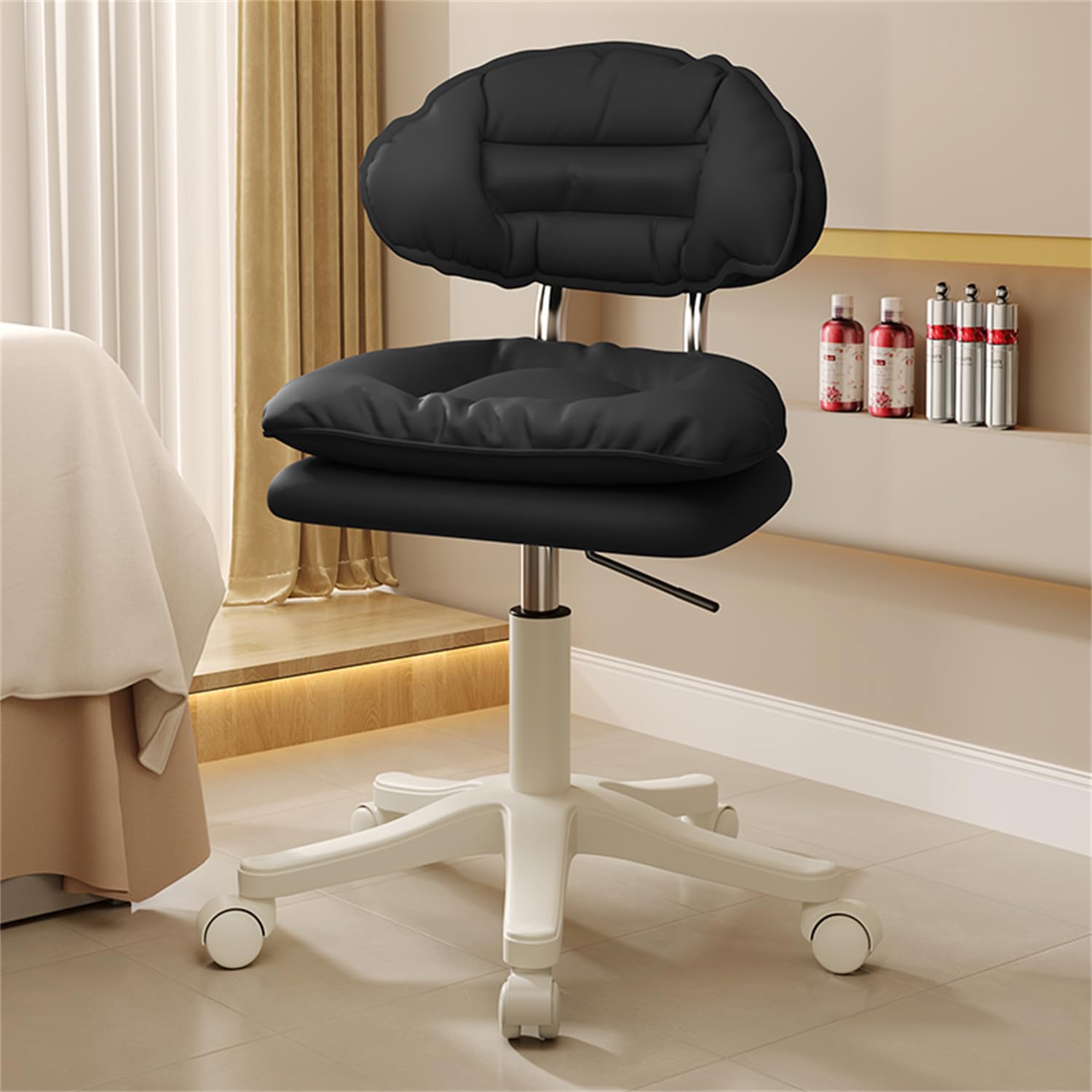 Generisch Hydraulischer Schönheitssalonstuhl, höhenverstellbarer Friseurstuhl, 360 ° drehbarer Friseurhocker, rollender Spa-Stuhl, professionelle Hebesalonmöbel für Stylisten