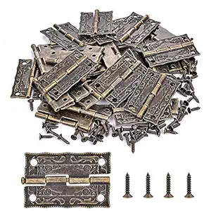 40 Pieces Jewelry Box Hinges Bronze Engraving Design - Hinge Repair Kit for Antique Box Hinge, Vintage Tool Box Hinge, Decorative Wooden Cases, Gift Boxes, Wine Boxes
