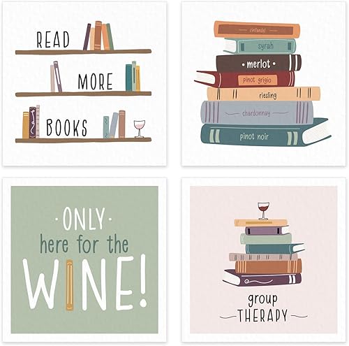 Servilletas de bebidas para club de lectura, 48 servilletas de cóctel para club de lectura, 4 diseños temáticos divertidos, juego de servilletas de disponible en Yaxa Venezuela