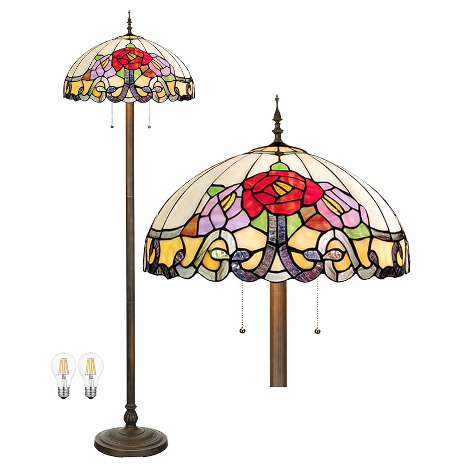 HomeBeauty FL0001 Rose Flowers Tiffany Style Floor Lamp