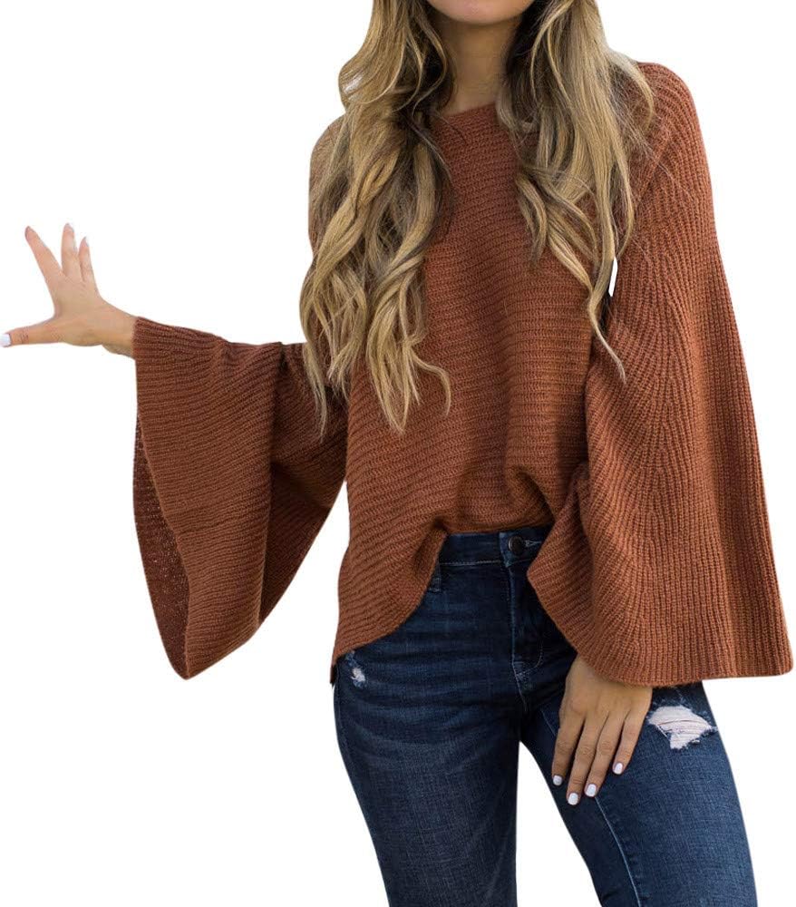 Memela Women's Turtleneck Bell Sleeve Irregular Hem Tunic Blouse Tops Flare Sleeve Sweater Blouse