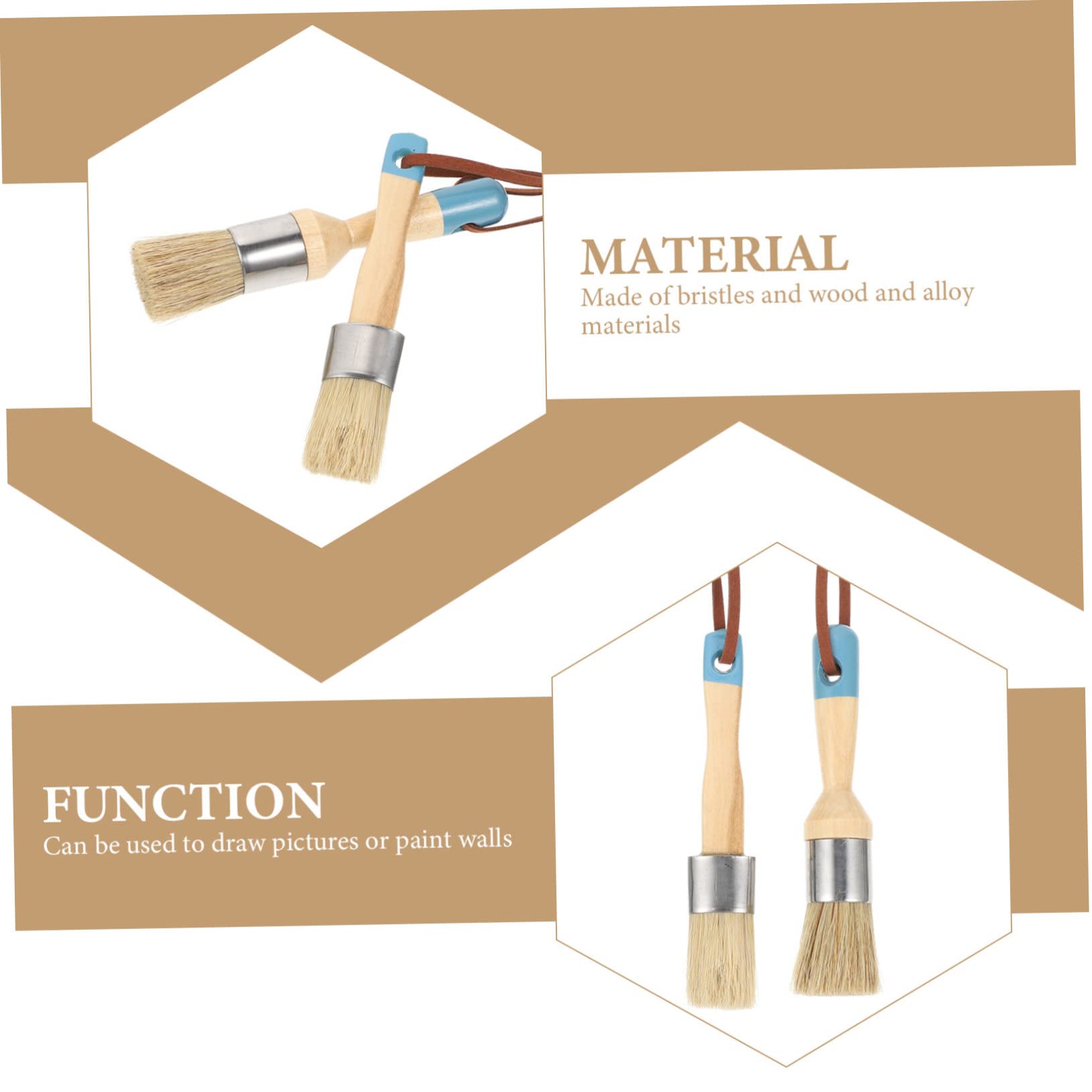 VILLCASE 8piezas Pinceles De Pintura De Cerdas Suaves Brochas Ergonómicas para Cera y Pintura para Uso Diario El Hogar y Proyectos Artísticos