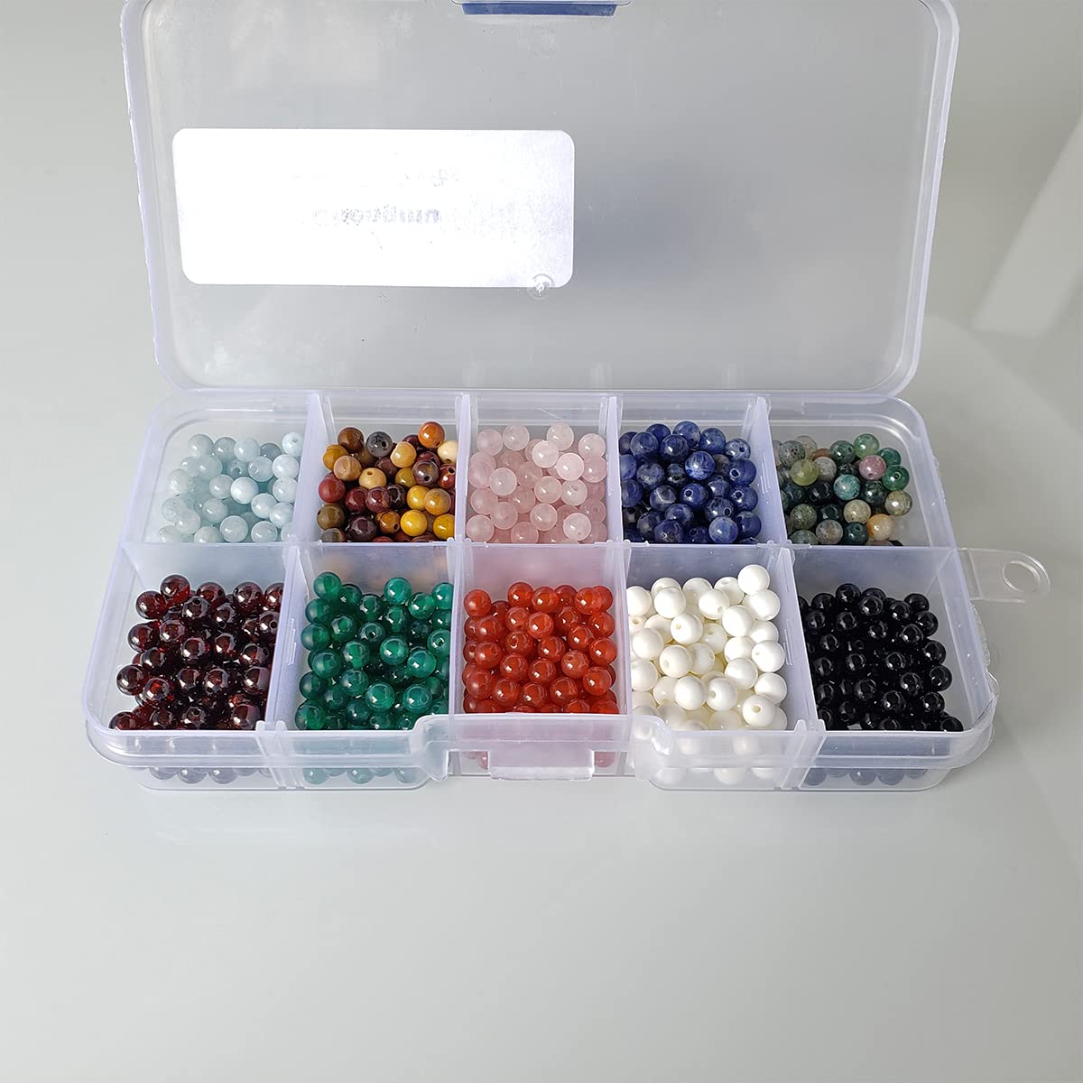 Chengmu 4mm Stone Beads Kit for Jewelry Making 1050pcs Natural Gemstone Agate Onyx Crystal Obsidian Assorted Color Round Loose Beads Set for Bracelet Necklace with Accessories Tools Color 1