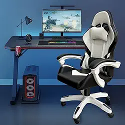 Cadeira Gamer Ergonômica com Ajuste de Altura, Apoio para Cabeça, Reclinação 90°-150° e Rodas 360° - Suporta até 200KG