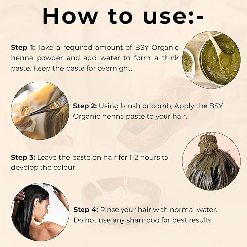 Miniatura 4 de BSY Kit combinado de color de cabello en polvo índigo orgánico y polvo de henna, agente de coloración natural para el cabello, 16 onzas cada uno