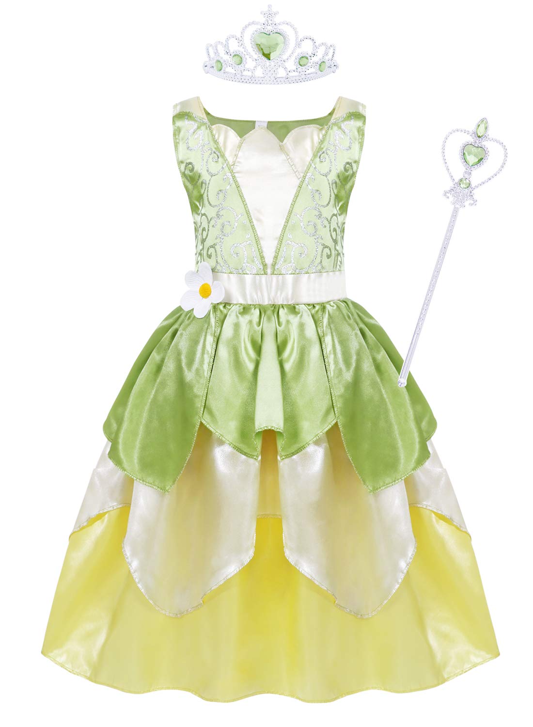 Jurebecia Girls Princess Costume Kids Fancy Birthday Party Dress up Frog Role Play Dresses Luxury Outfit