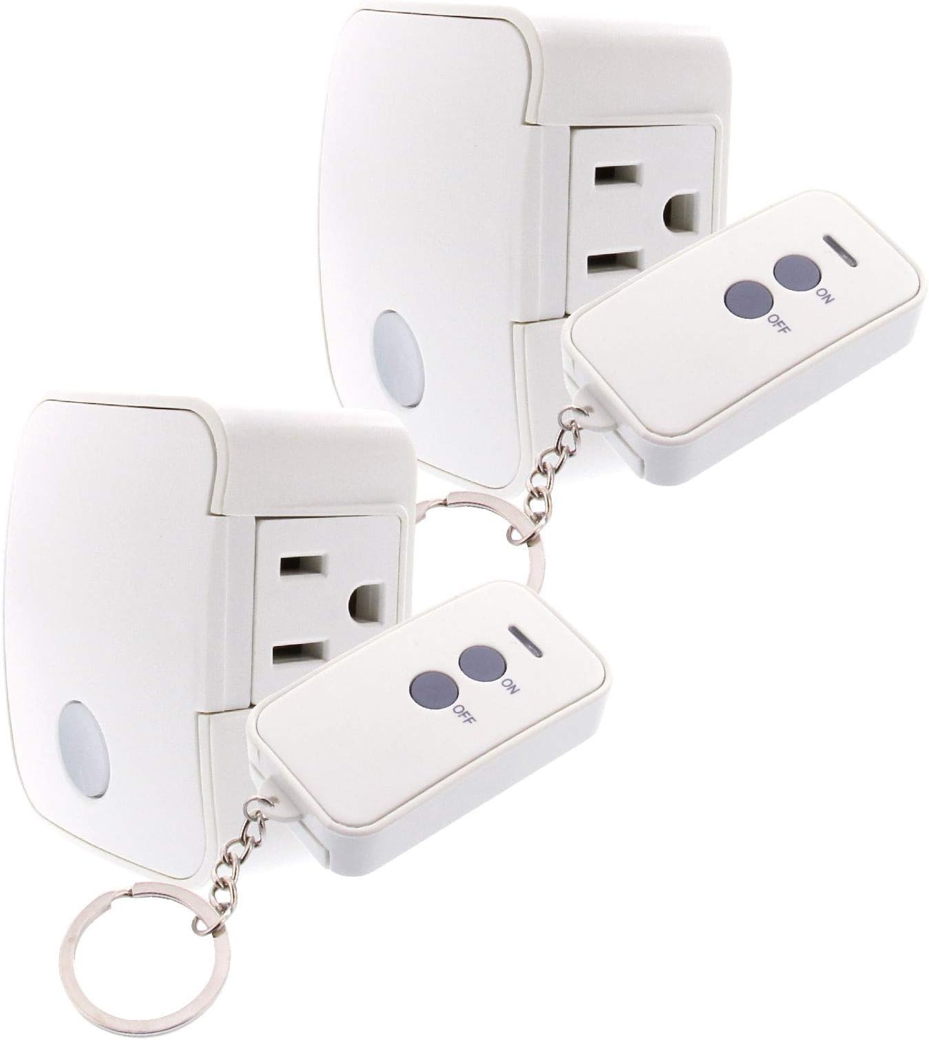 Westek Remote Control Light Switch for Indoor Devices, 2 Pack (RFK1606LC) - Create a Wireless Outlet Remote Control Electrical Switch for Lamps, Stereos and Christmas Lights, Works Up to 100 Feet