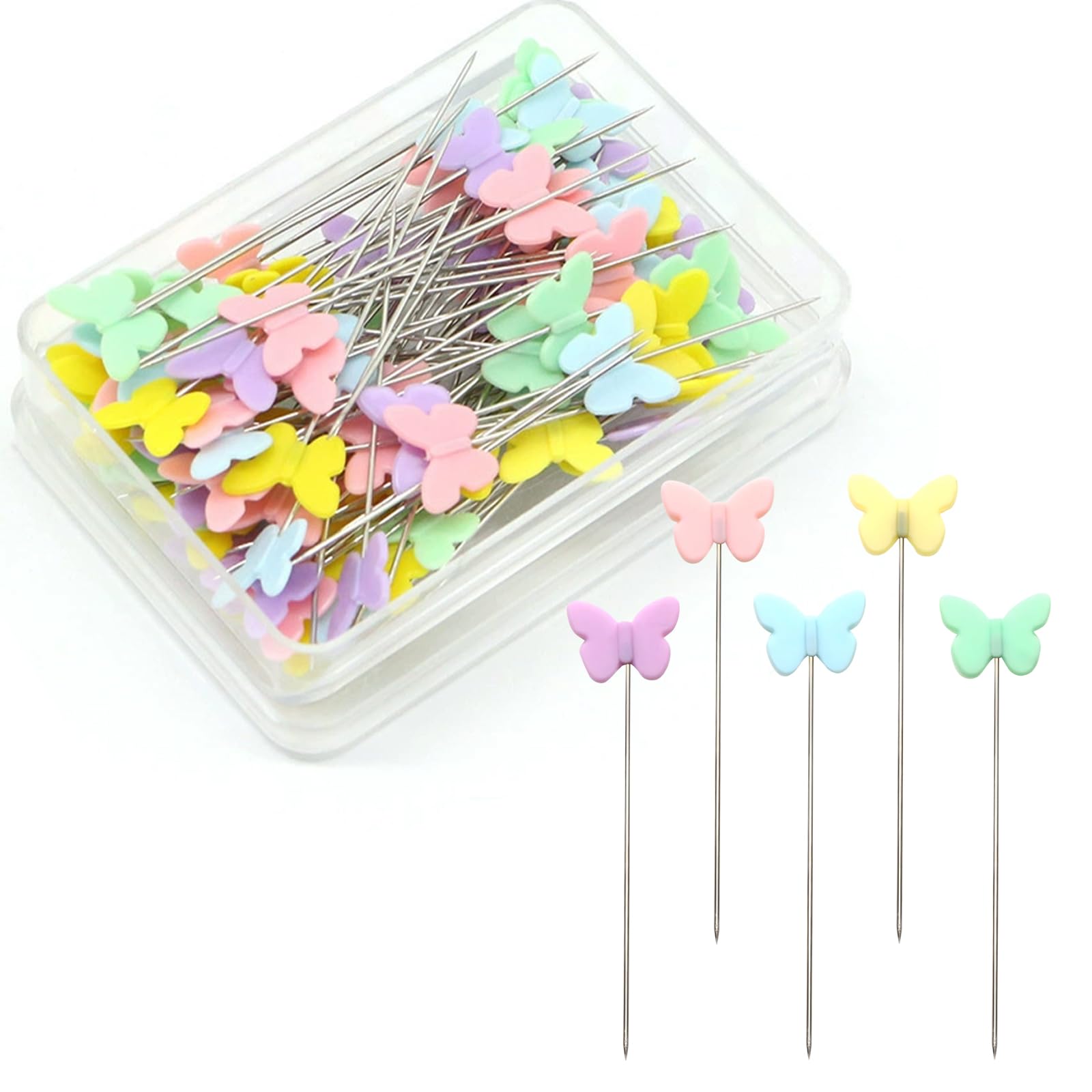 200pcs Colored Sewing Pins for Fabric Flat Head Straight Pins with Storage Box Quilting Pins Fixed Sewing Marker Needle for Dressmaker,Sewing Project,