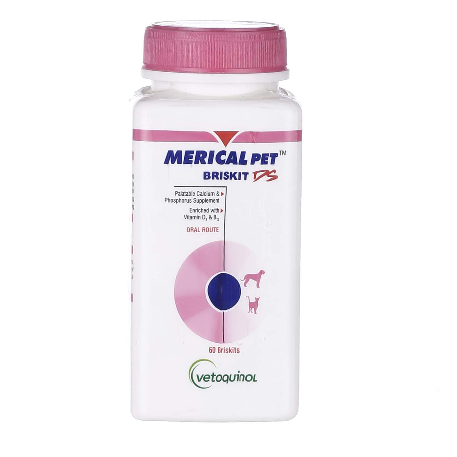 VQ Trumppetz Vetoquinol Merical Pet Briskit Calcium And Phosphorus Supplement 60 Tablets