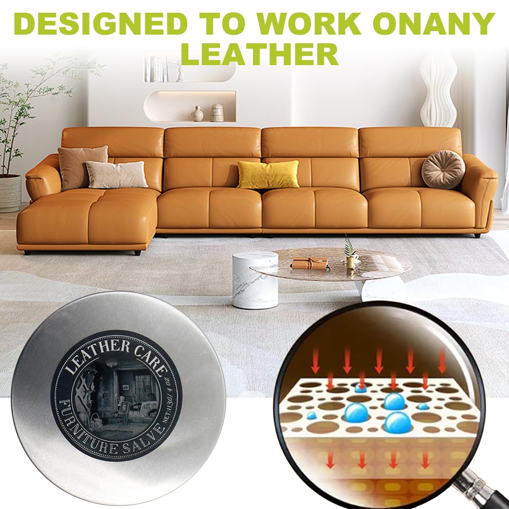 KUIRUNRX Leather Cream, Leather Conditioner, Furniture Polish, Quick and Easy Furniture Leather Care Ointment, Protect Soften Waterproof Leather Furniture, Car, Seats, Shoes, Boots, Bags