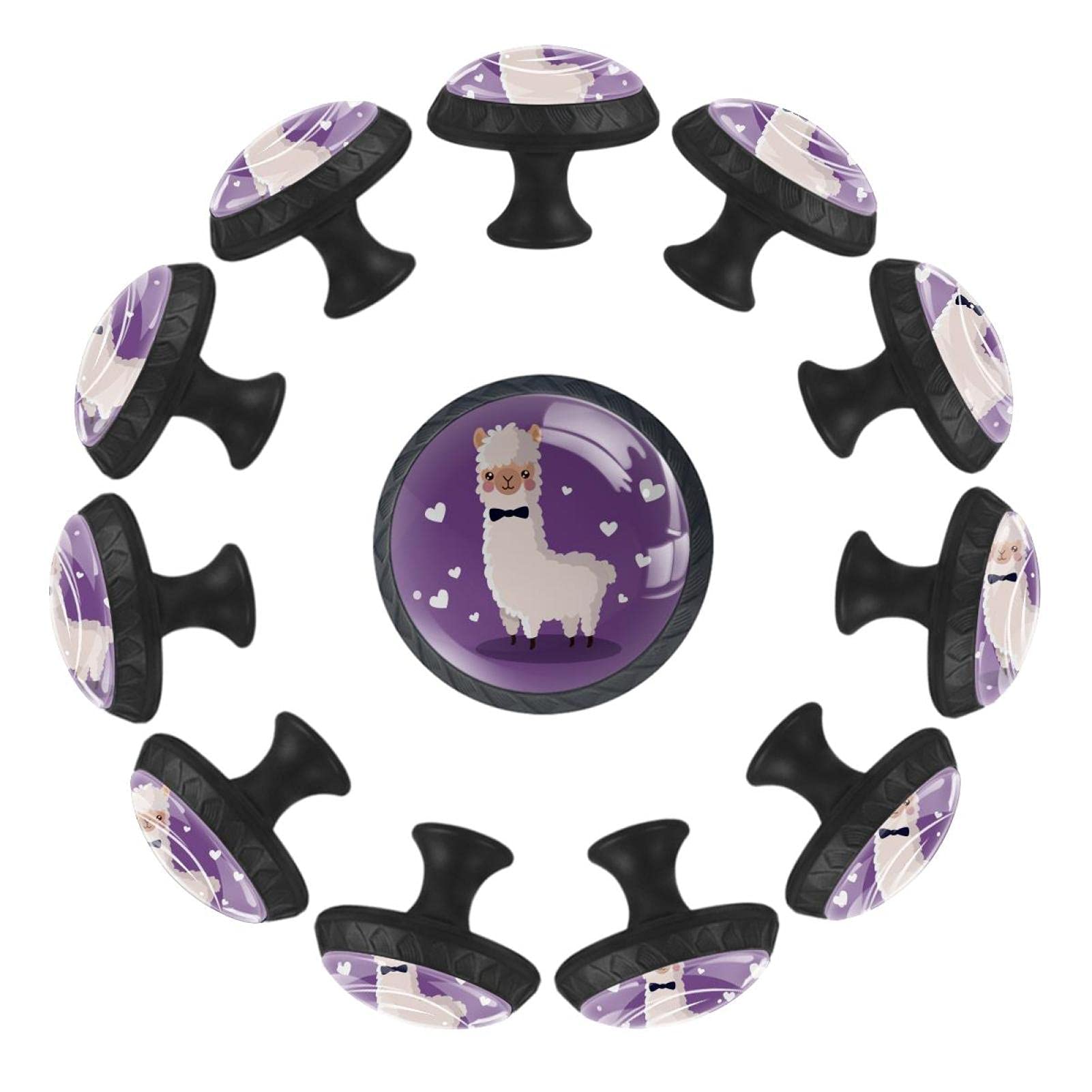 Boutons de tiroir animaux violets 35mm en lot de 12 pour meuble enfant