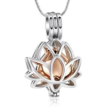 Cremation Jewelry Lotus Urn Necklace for Ashes for Women Men Stainless Steel Hollow Lotus Flower Shape Pendant for Ashes Holder