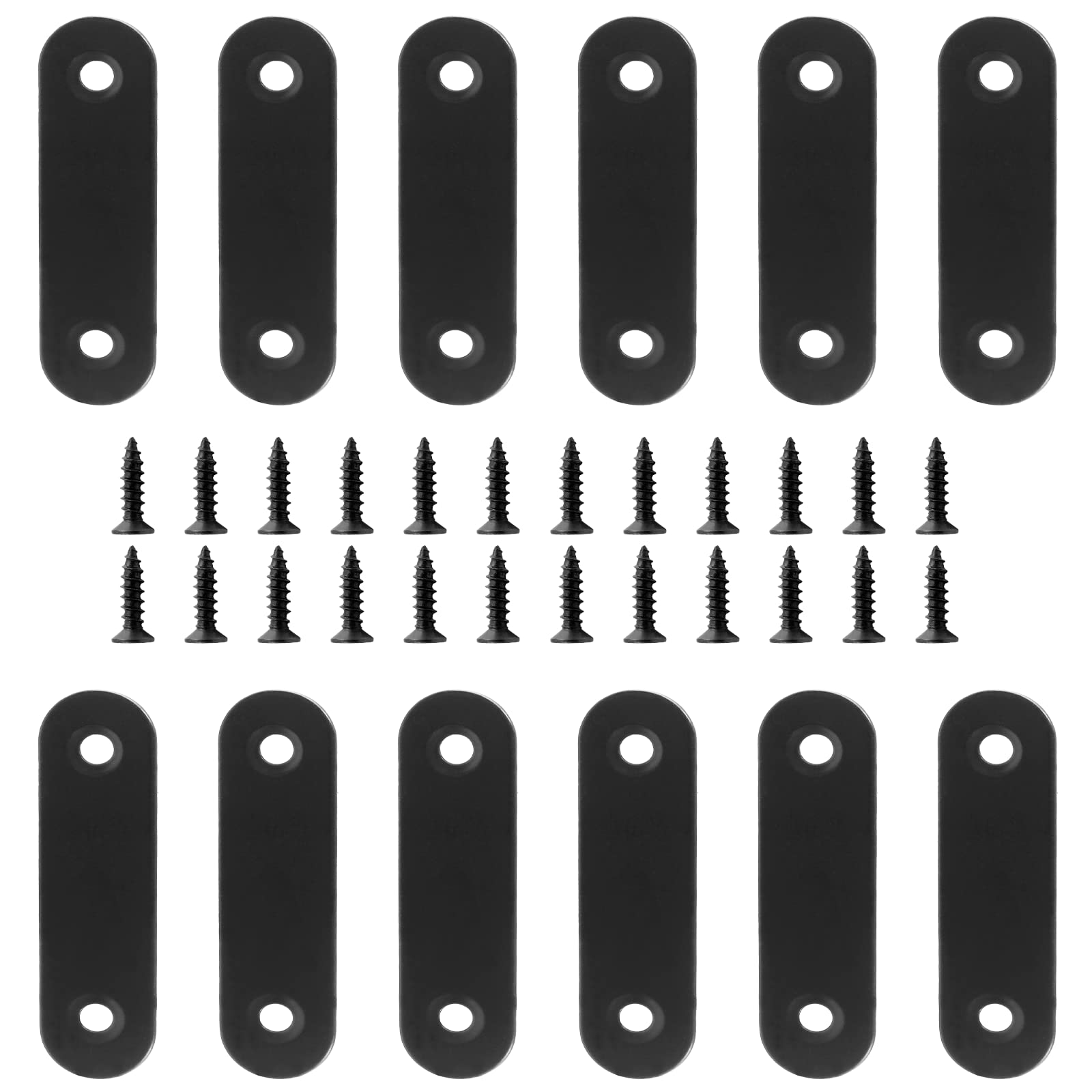 Jiozermi 12 Pcs Straight Brace, 2.4" x 0.6", Stainless Steel
