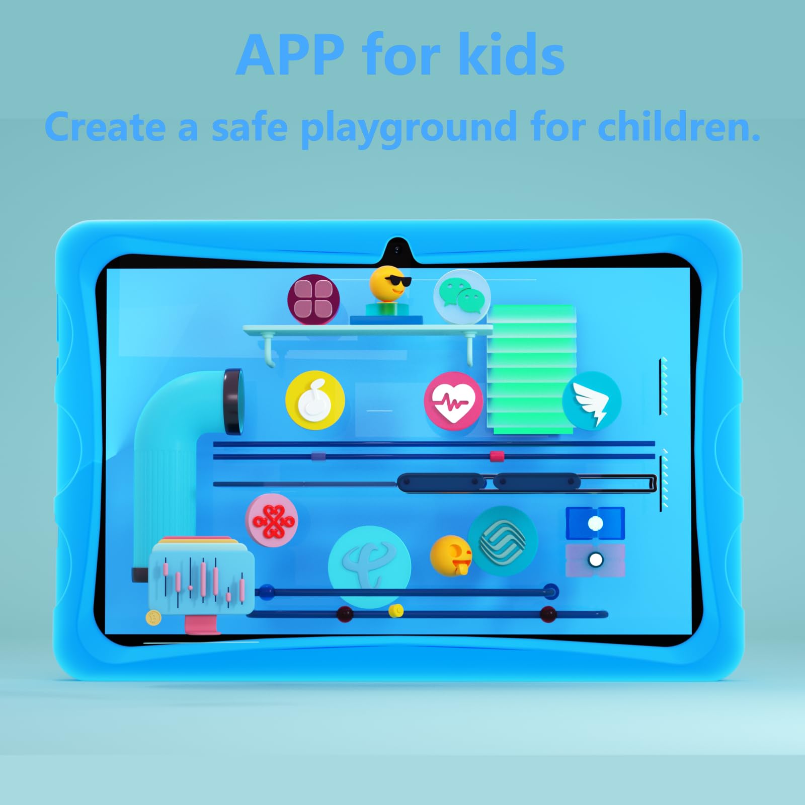 U10 KID Tablet dla dzieci 10 cali, tablet z Androidem 13 z WiFi 6, 9 GB RAM + 128 GB ROM, kontrola rodzicielska, odporny na wstrząsy futerał EVA, Kids Space, 5060 mAh, Widevine L1, PlimPad Kids