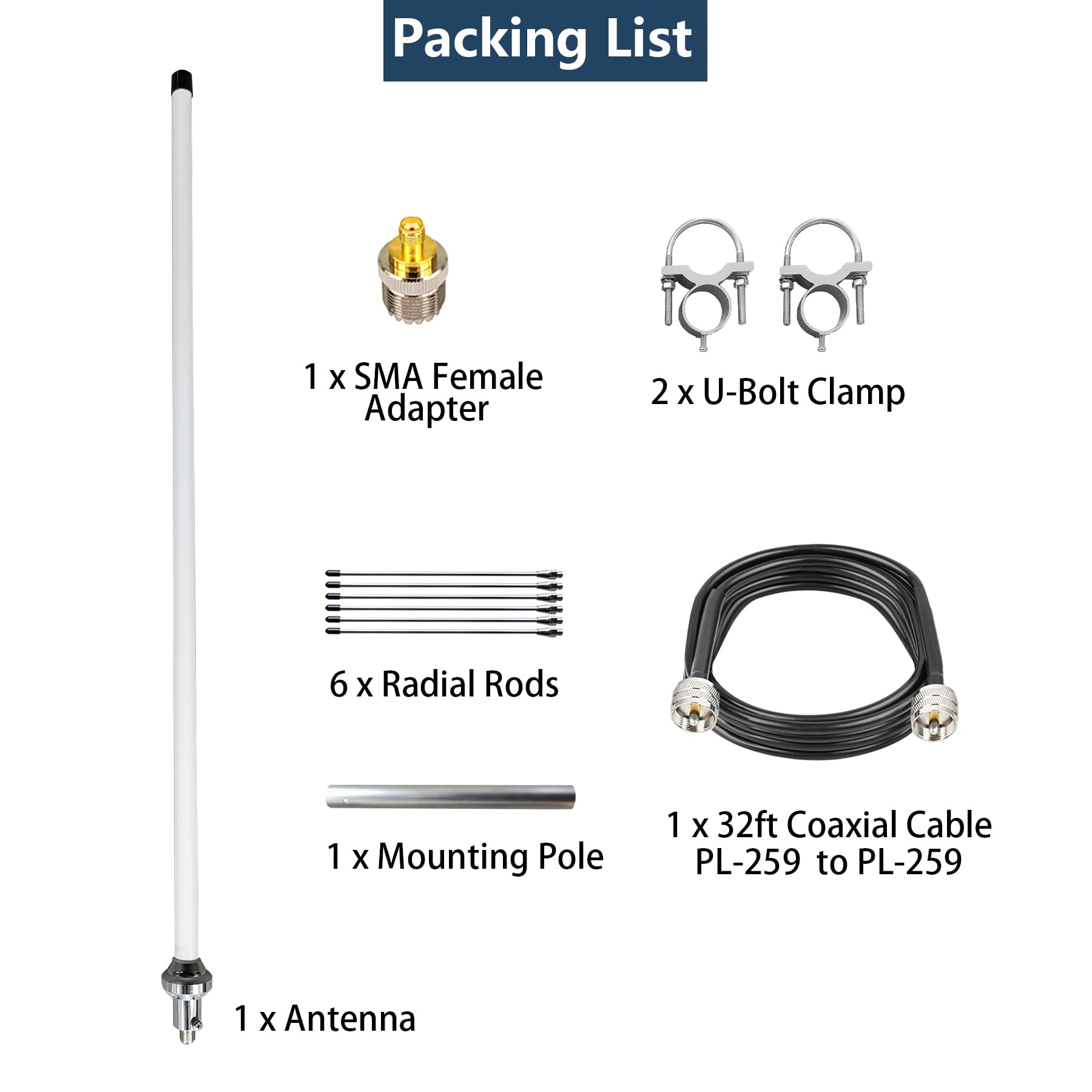 Antenne répéteur de base double bande 2 m 70 cm UHF VHF GMRS | Antenne 144-148 MHz et 430-460 MHz avec câble de 9,8 m pour radio amateur