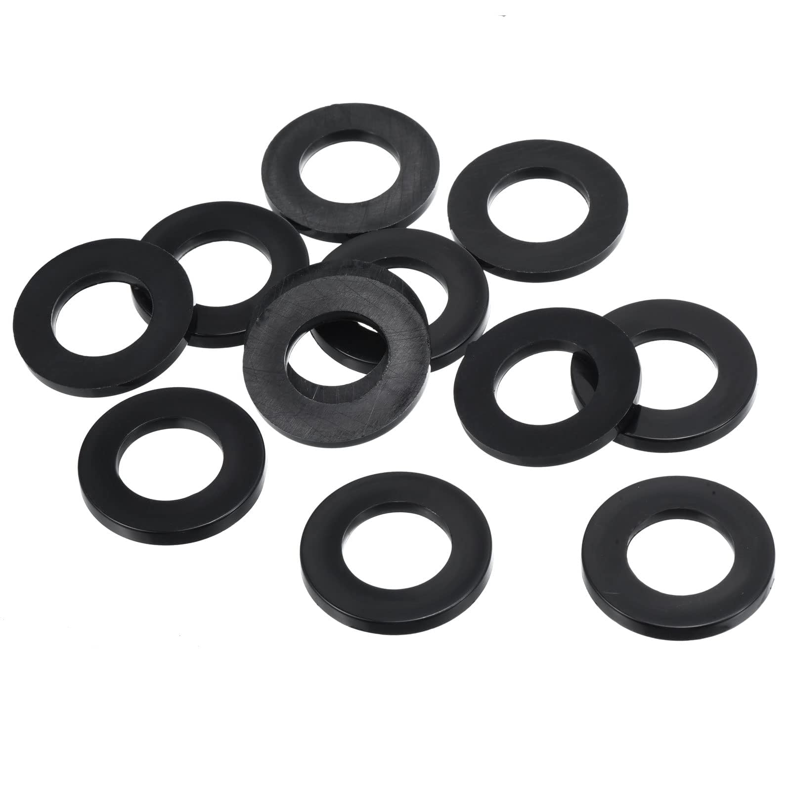 TOP-VIGOR 12Pcs Black Nylon Flat Washers