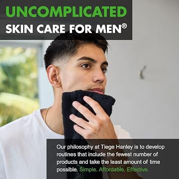 Tiege Hanley Skin Care Set for Men, Essential Routine, System Level 1, Daily Face Wash, Facial Scrub, Moisturizer With SPF, and Night Cream for Healthy, Hydrated Skin, Mens Skin Care, 4 Piece Kit