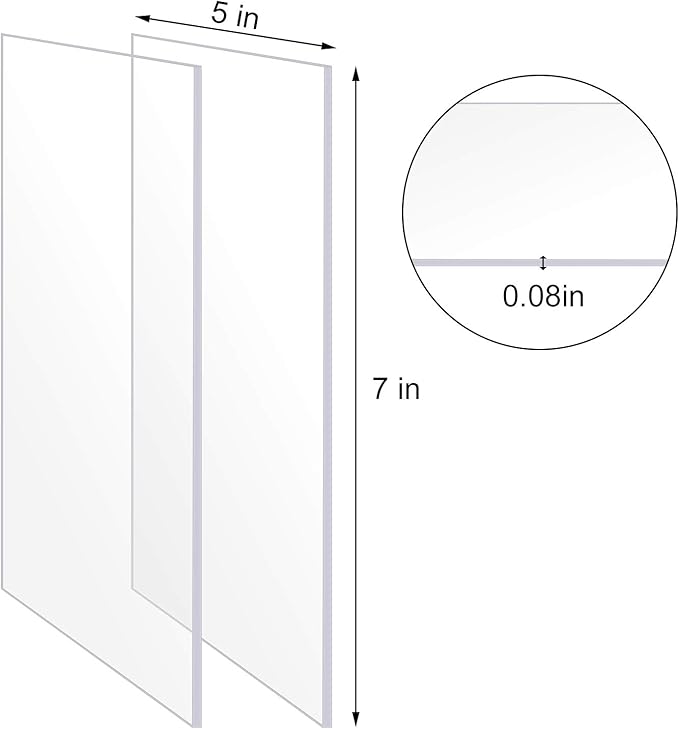 6 piezas panel acrílico transparente 5x7 pulg 0.08 pulg miniatura 3
