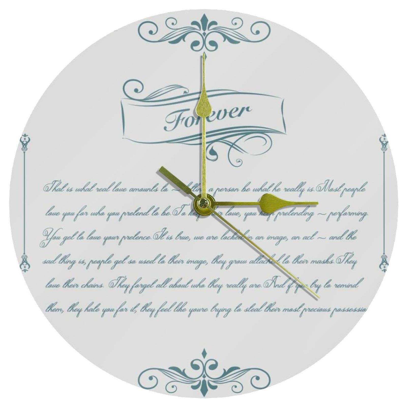 Horloge murale vintage chic en acrylique et plaque en cuivre ronde 24,8 cm