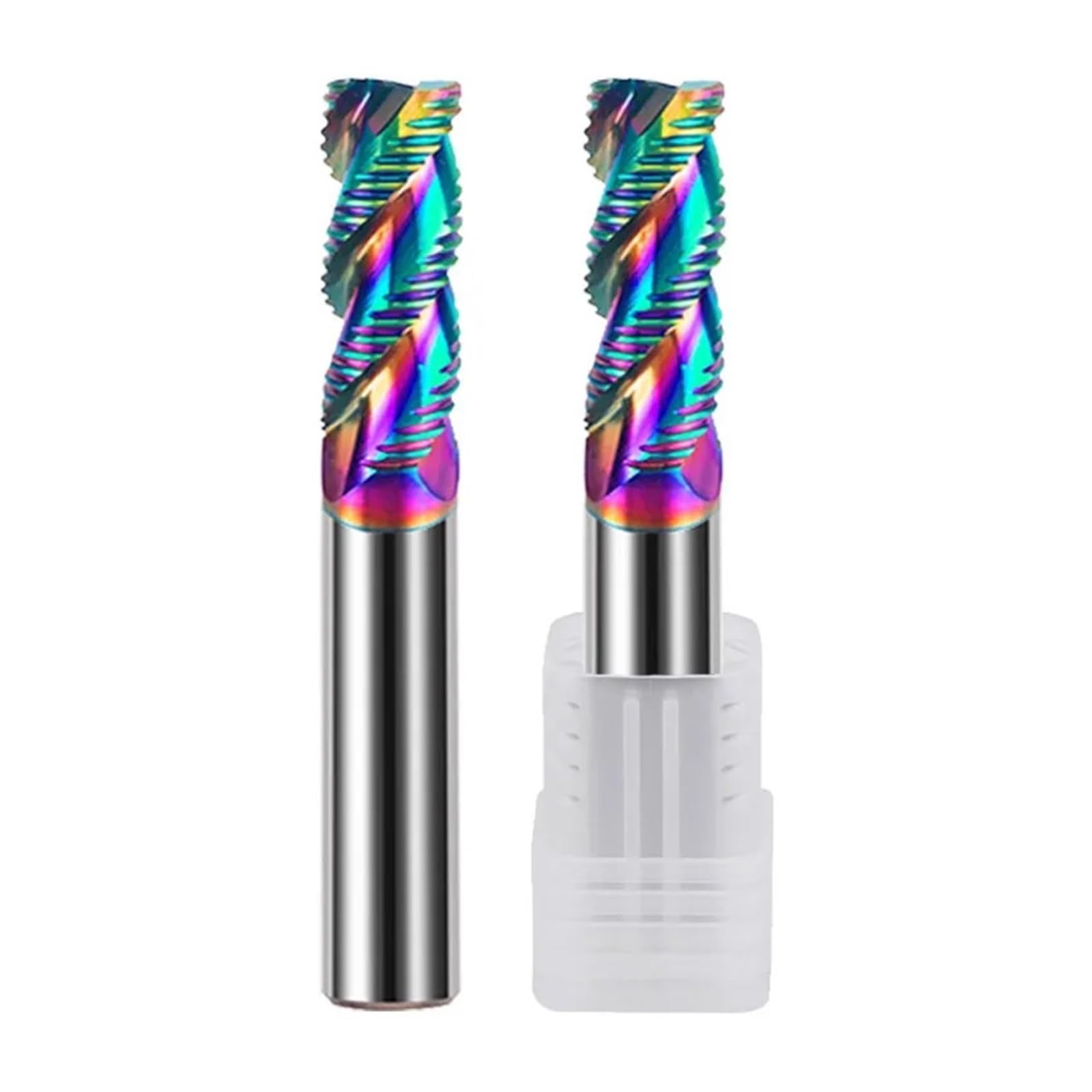 Fresa en bruto de 3 flautas con revestimiento colorido HRC60, carburo acero tungsteno for mecanizado CNC aluminio, 1 Uds(10x45x10Dx100L)