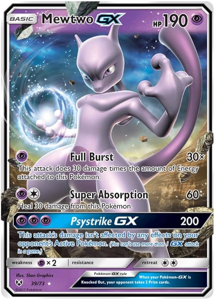 Mewtwo GX 39/73 Ultra Rare Pokemon Card (Shining Legends) +